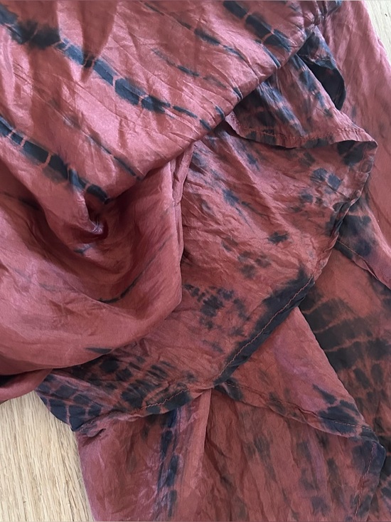 FARA Zen Silk High Low Dress Sz S/M red shibori tie dye beachy - Picture 11 of 11